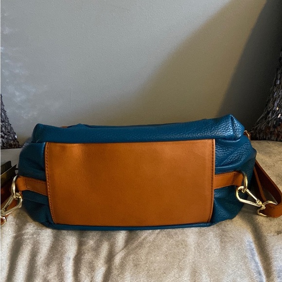 Valentina Ocean Blue/Tan Leather Convertible Backpack main image 9